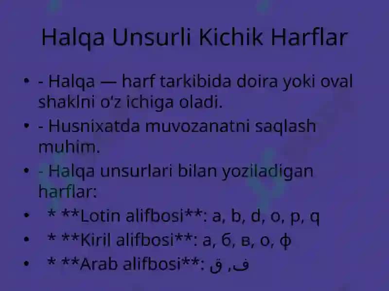 Ilmoq va Halqa Unsurli Kichik Harflarni Guruhlash 4