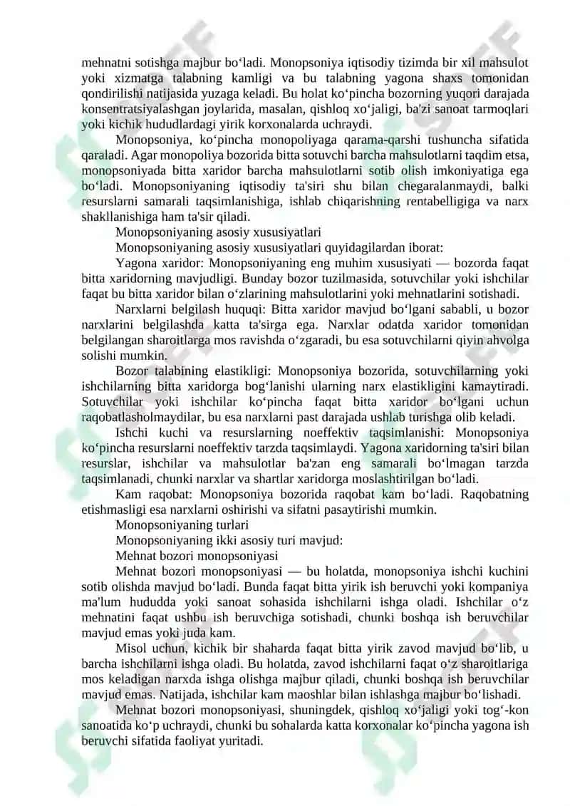 Monopsoniya va monopsonik hukmdorlik 4
