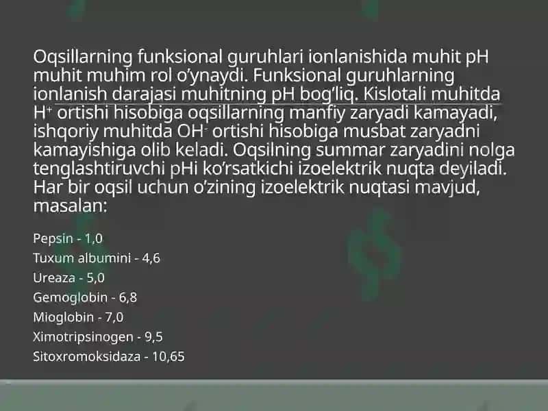 Oqsillarning Fizik-Kimyoviy Xususiyatlari 4