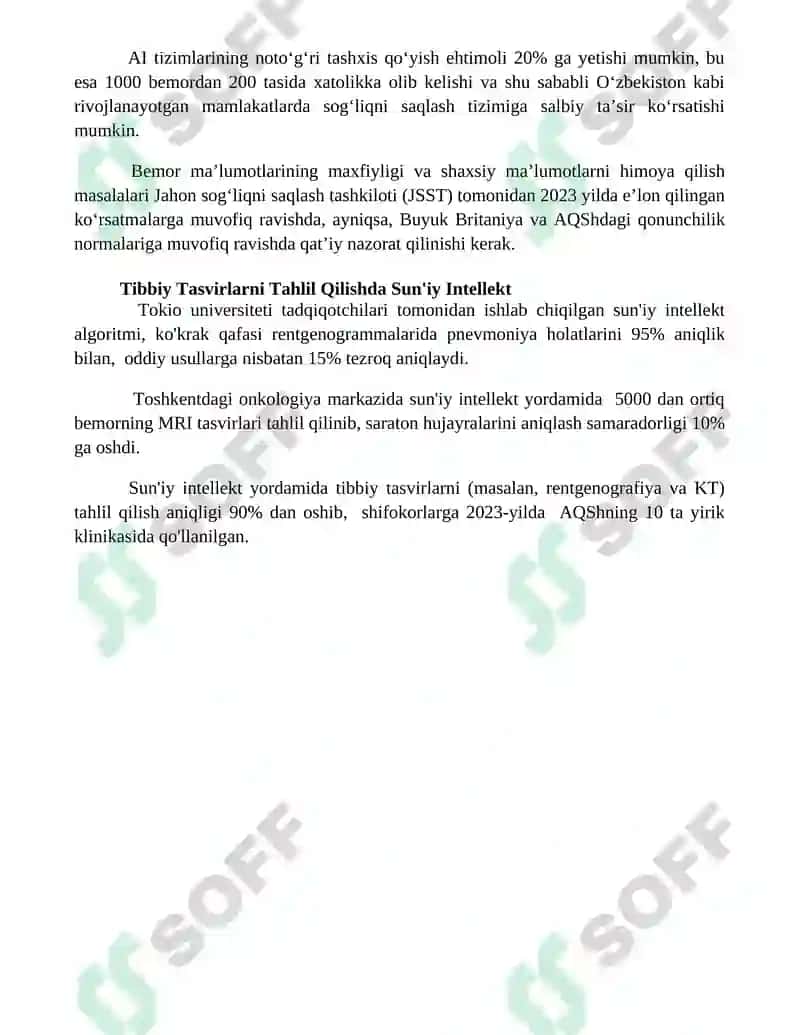 Sun'iy intellekt tizmi Tibbiy Diognostika uchun 4