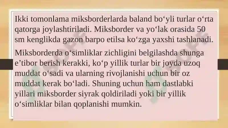 Arabeska, bordyur, partershaklidao’simliklar 4