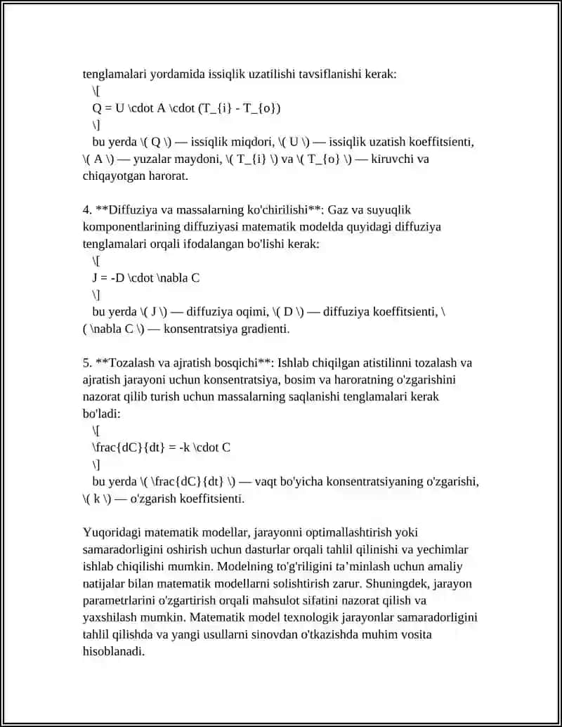 Atistilin ishlab chiqarishni matematik modellashtirish 4