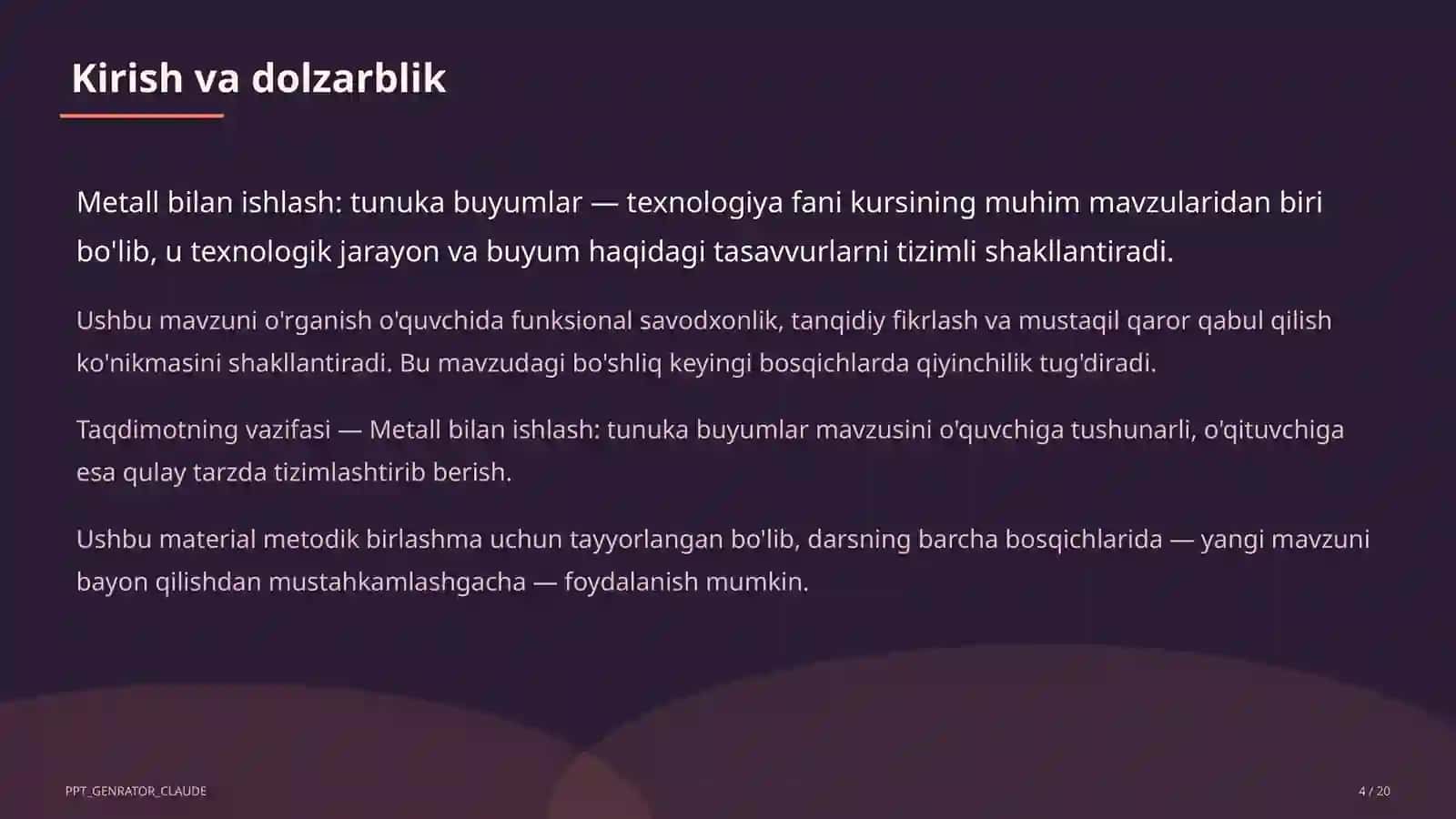 Metall bilan ishlash: tunuka buyumlar (6-sinf) 4
