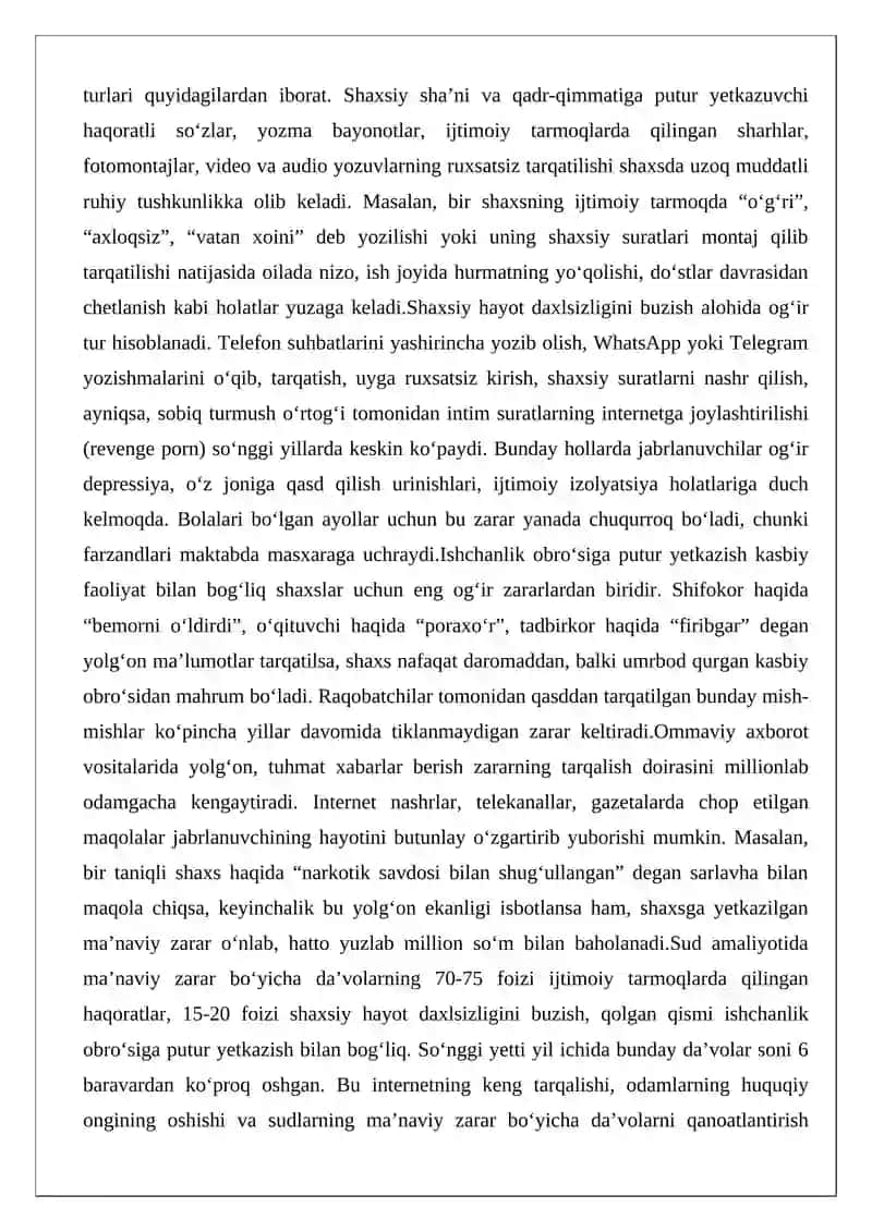Ma’naviy zararni qoplash 4