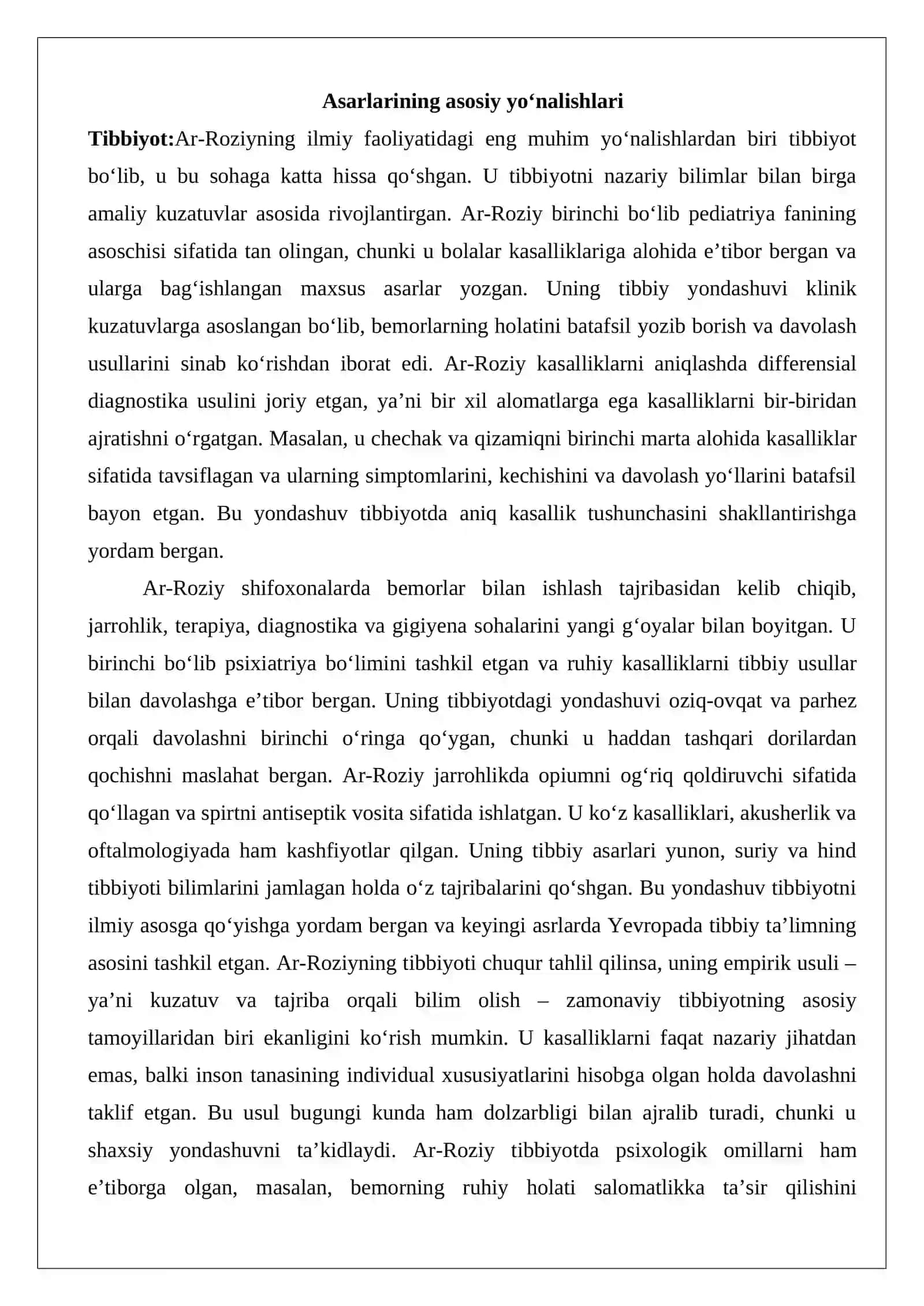 Abu Bakr ar-Roziy (865–925) asarlarining roʻyxatini tuzish va ularning bugungi kunda saqlangan makonlari bo‘yicha ko‘rsatkich 4