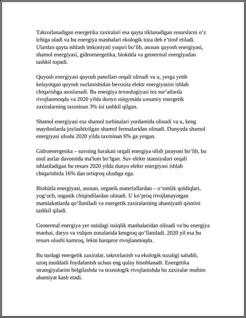 ENERGETIKA ZAXIRALARIDAN FOYDALANISH JARAYONI 4
