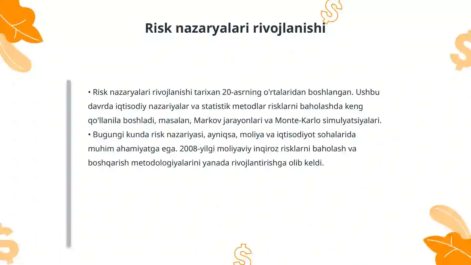 Risk nazaryalari va ularning rivojlanishi 4