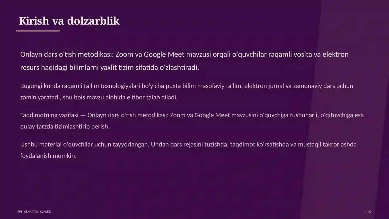 Onlayn dars o'tish metodikasi: Zoom va Google Meet 4