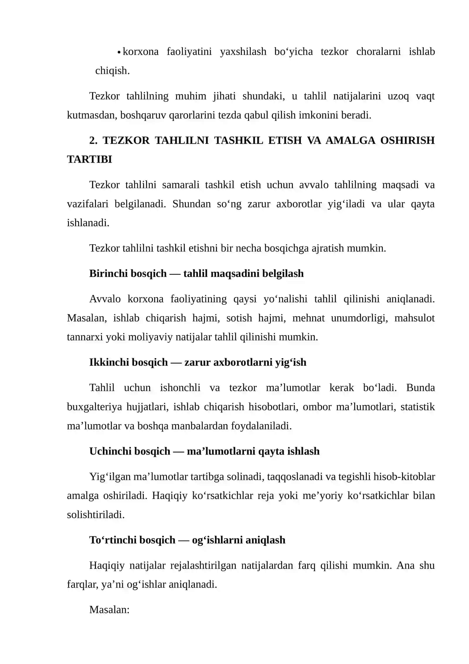 Tezkor (Operativ) Tahlilni Tashkil Etish va Uning Asosiy Axborot Manbalari 4