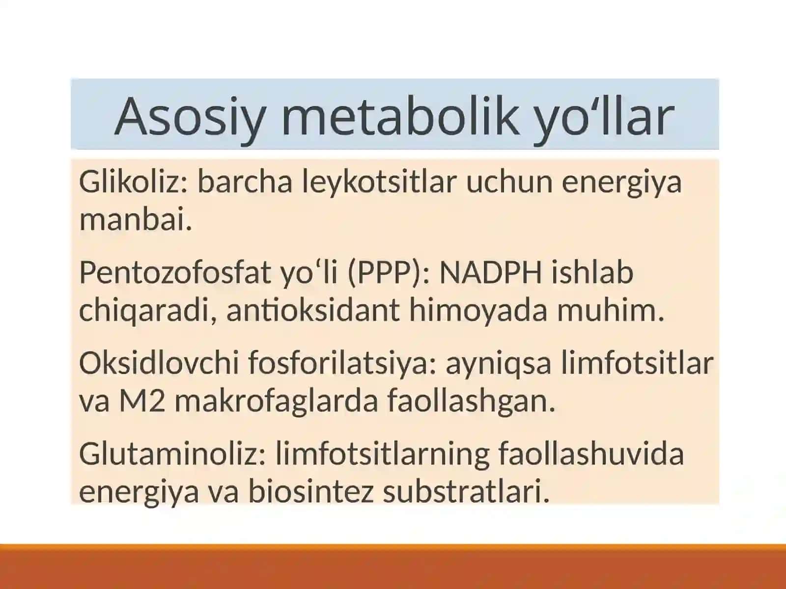 Leykotsitlar metabolizmi xususiyatlari 4