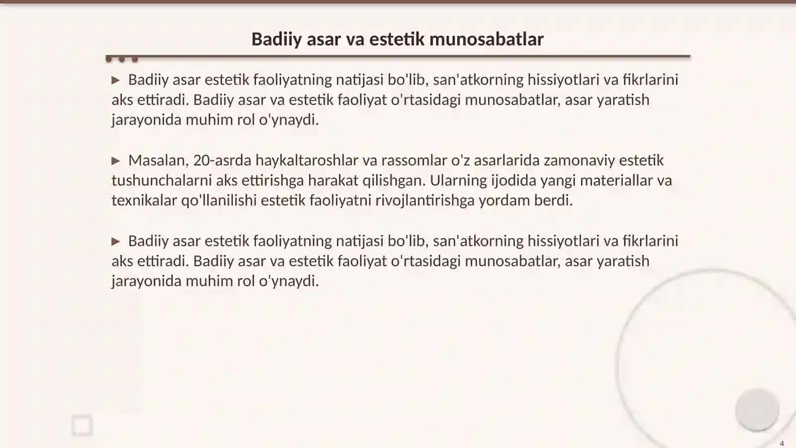 Badiiy asarda estetik faoliyat tushunchasi 4