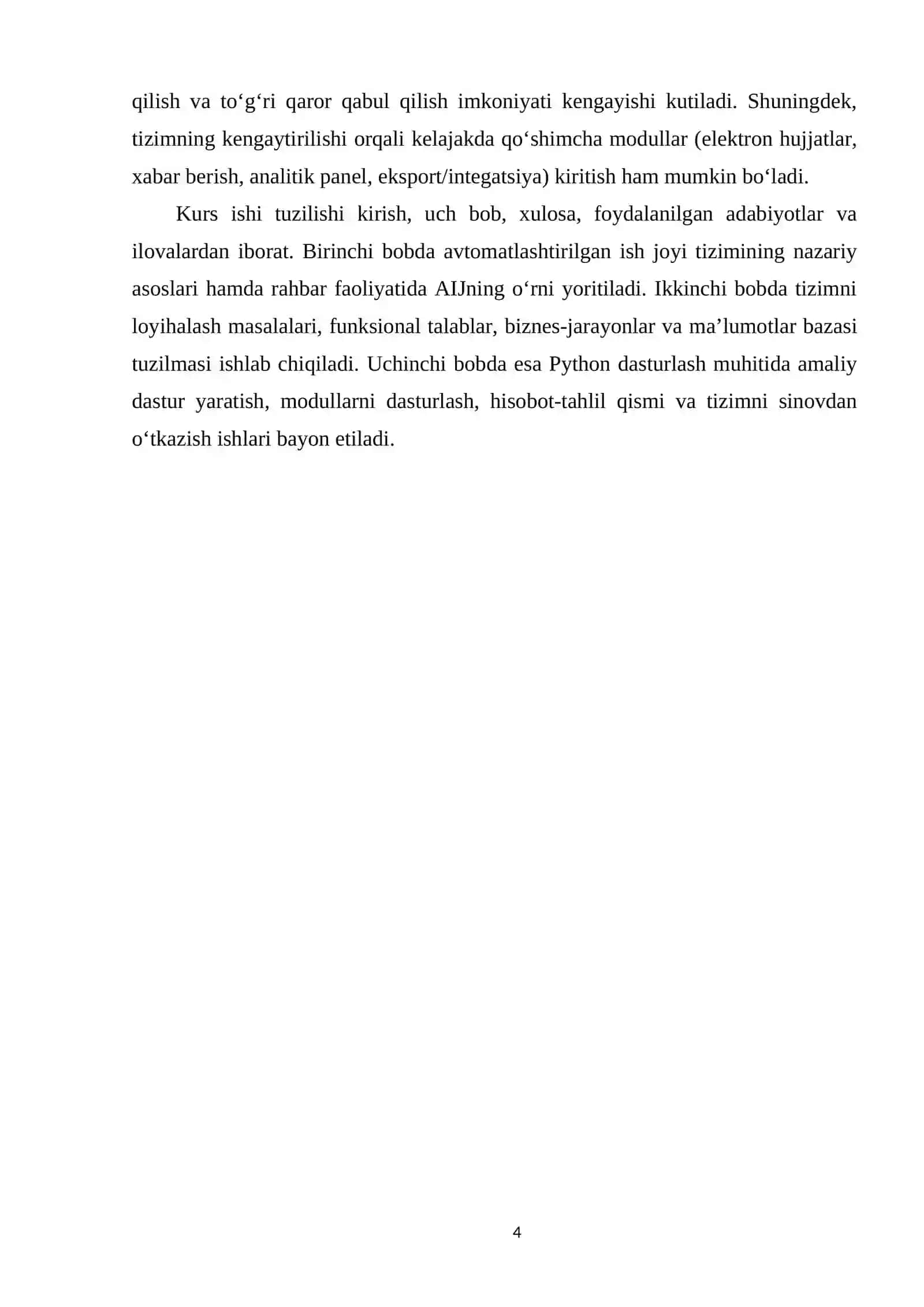 Tashkiliy bo‘linma rahbari (Menejer) uchun avtomatlashtirilgan ish joyini ishlab chiqish 4