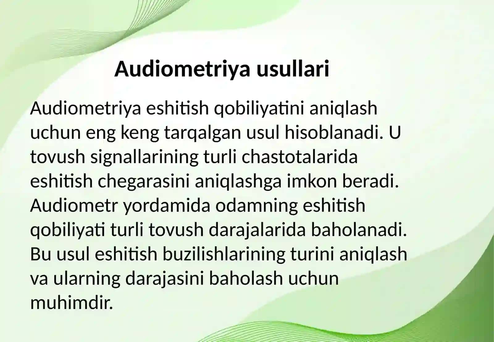 Inson eshitish analizatorini tekshirish usullari 4