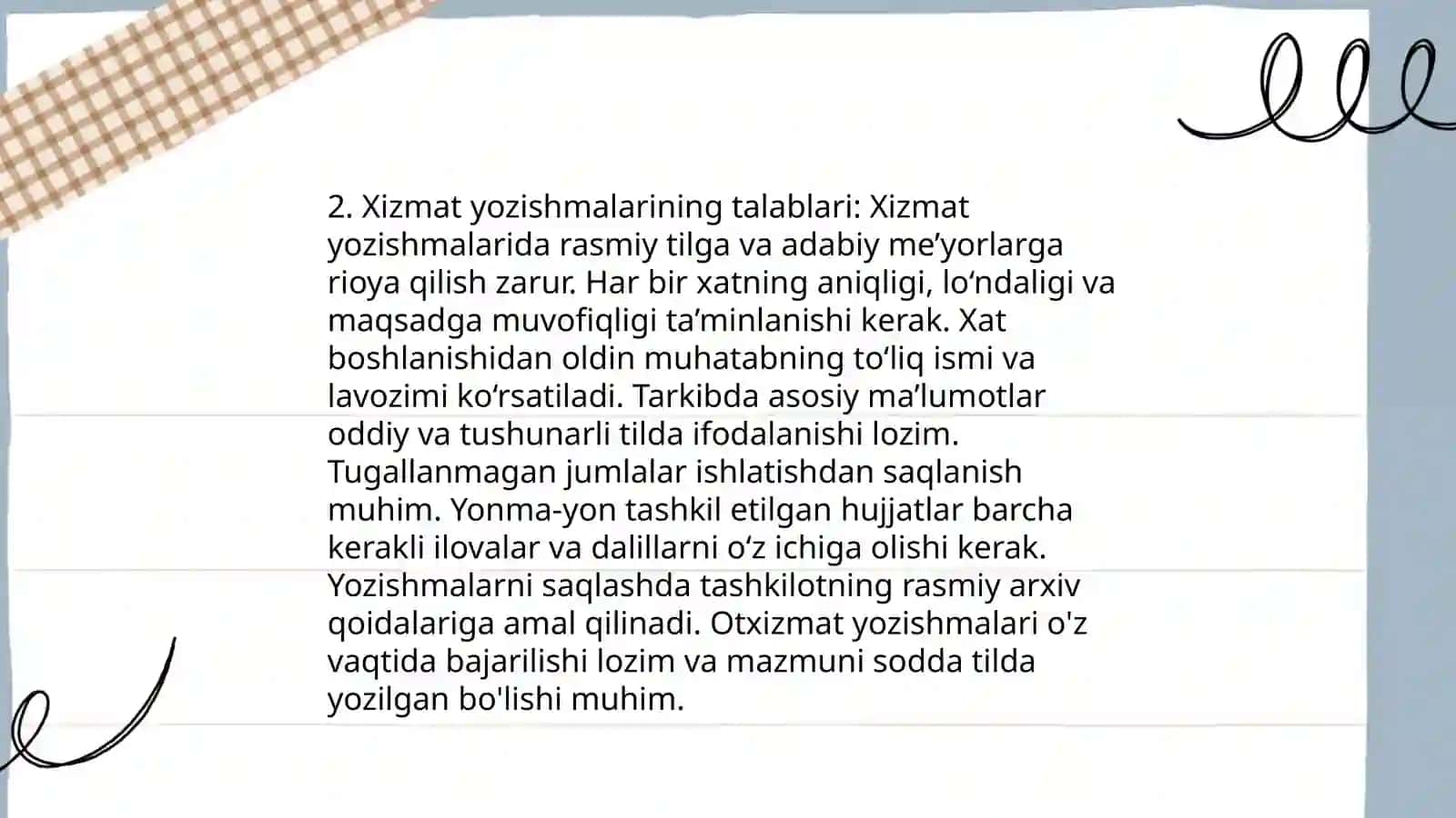 Xizmat yozishmalari 4
