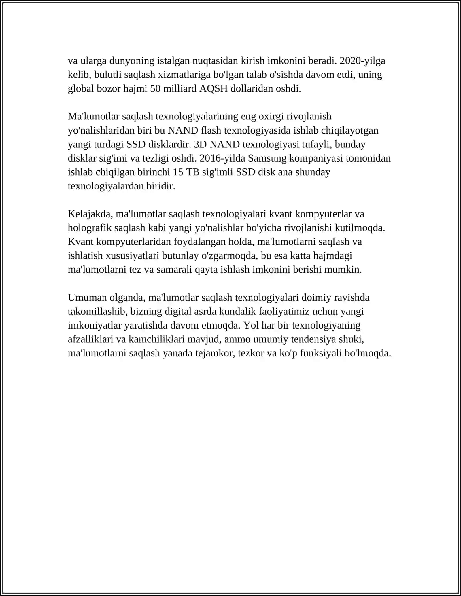 MAʼLUMOTLARNI QAYTA ISHLASH AXBOROT TEXNOLOGIYASI 4