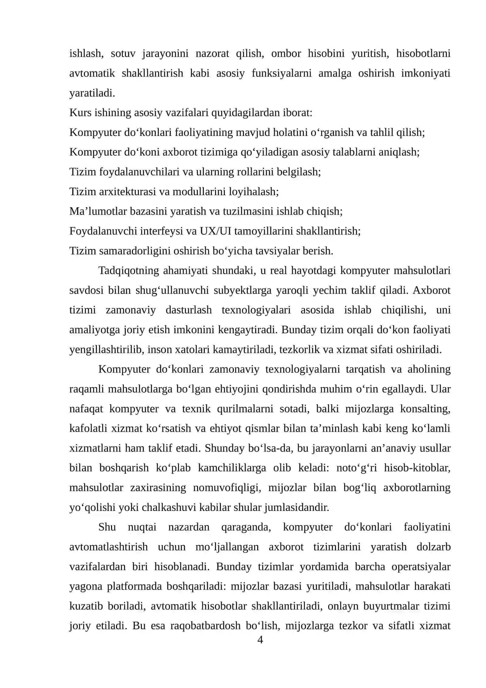 KOMPYUTER DO‘KONLARI LOYIHASINI LOYIHALASHTIRISH VA ISHLAB CHIQISH 4