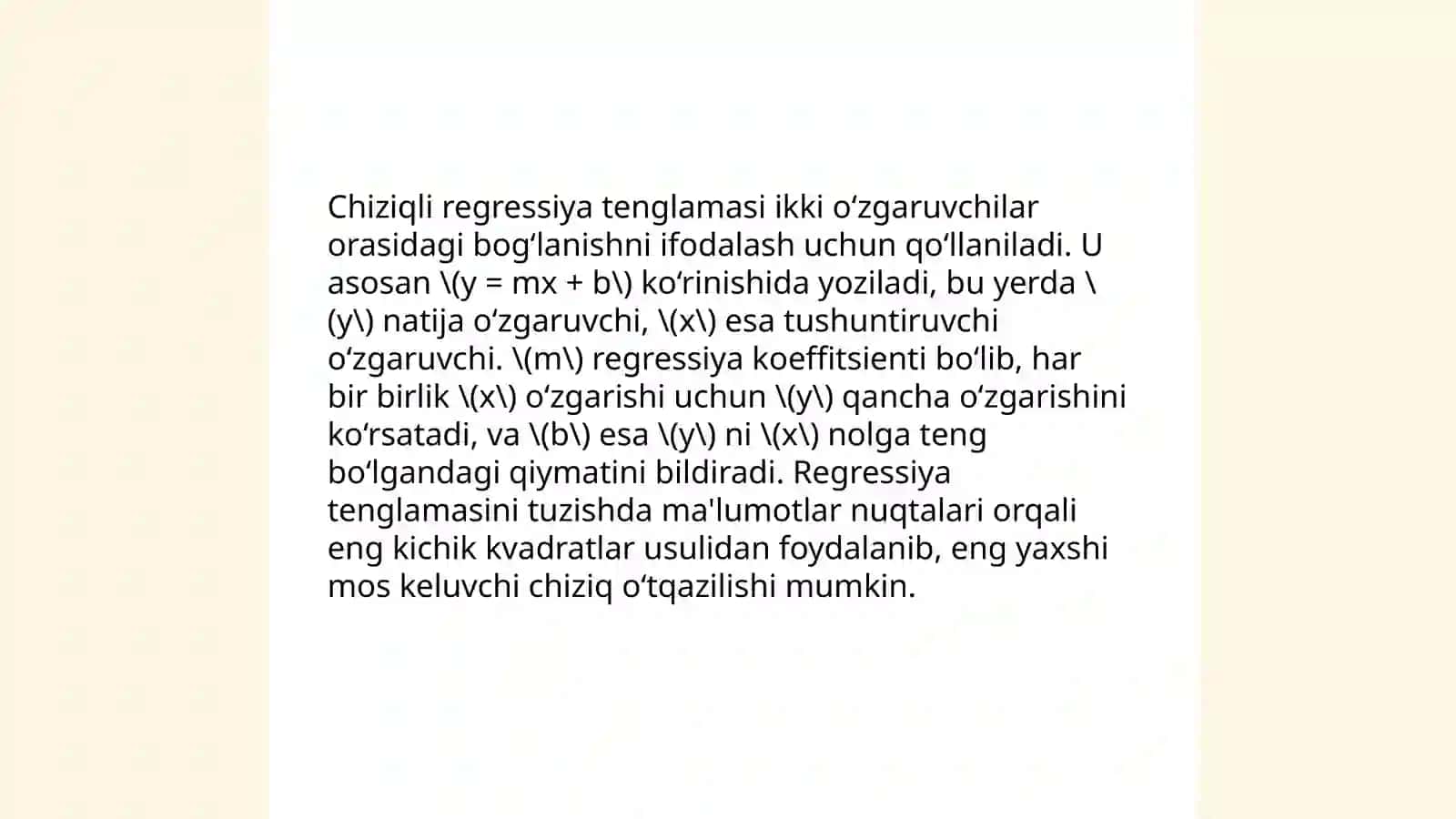 Chiziqli va chiziqsz regretsiya tenglamalari 4