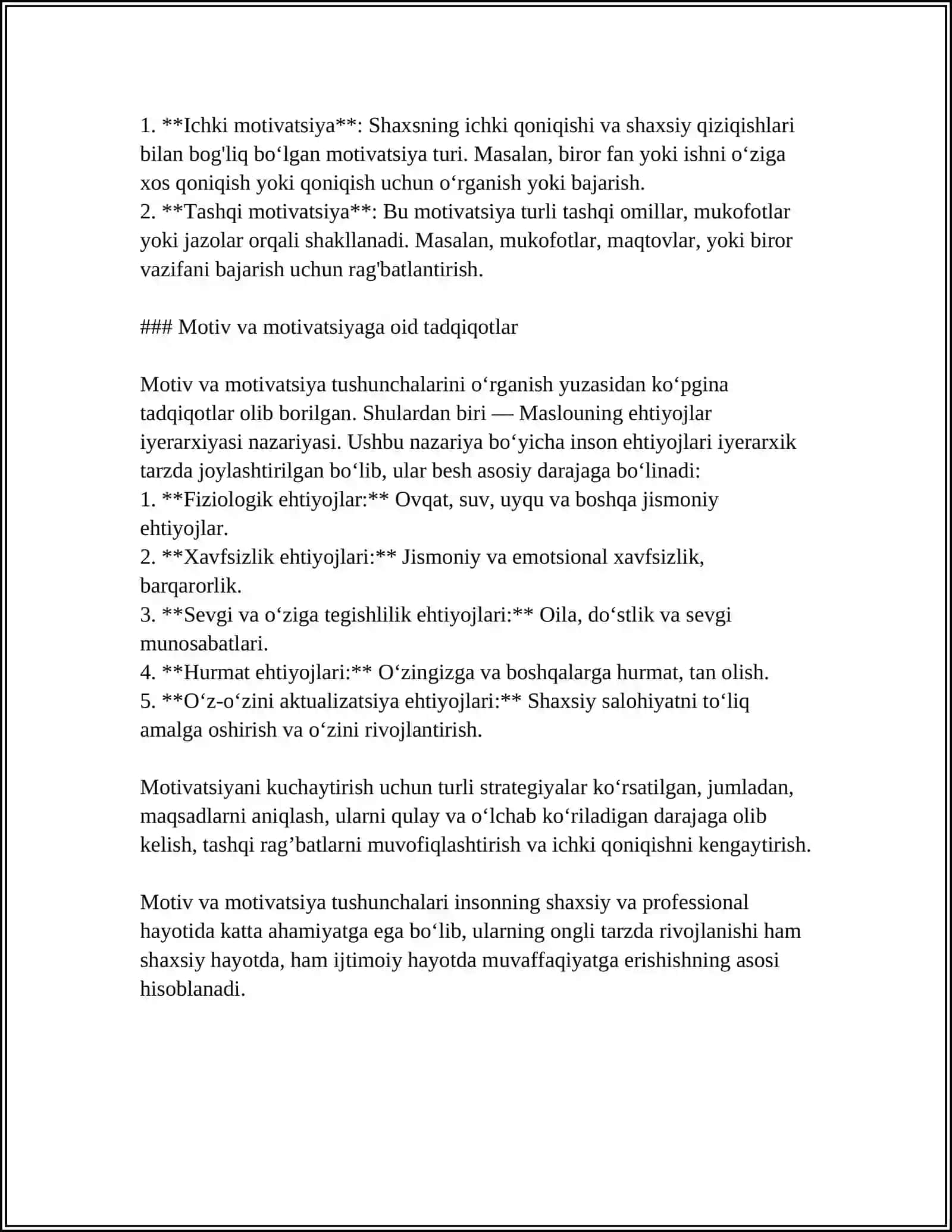 XORIJ PSIXOLOGIYASIDA MOTIVVA MOTIVATSIYA MUAMMOSI 4