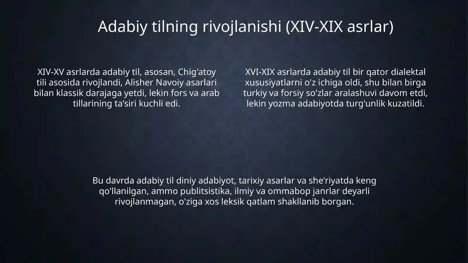 Hozirgi o‘zbek adabiy tilining taraqiyot bosqichlari 4