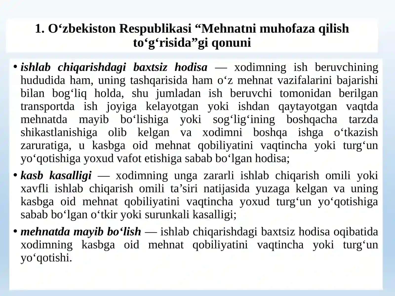 ISHLAB CHIQARISHDA SODIR BO‘LADIGAN BAXTSIZ XODISALAR VA KASB KASALLIKLARI 4