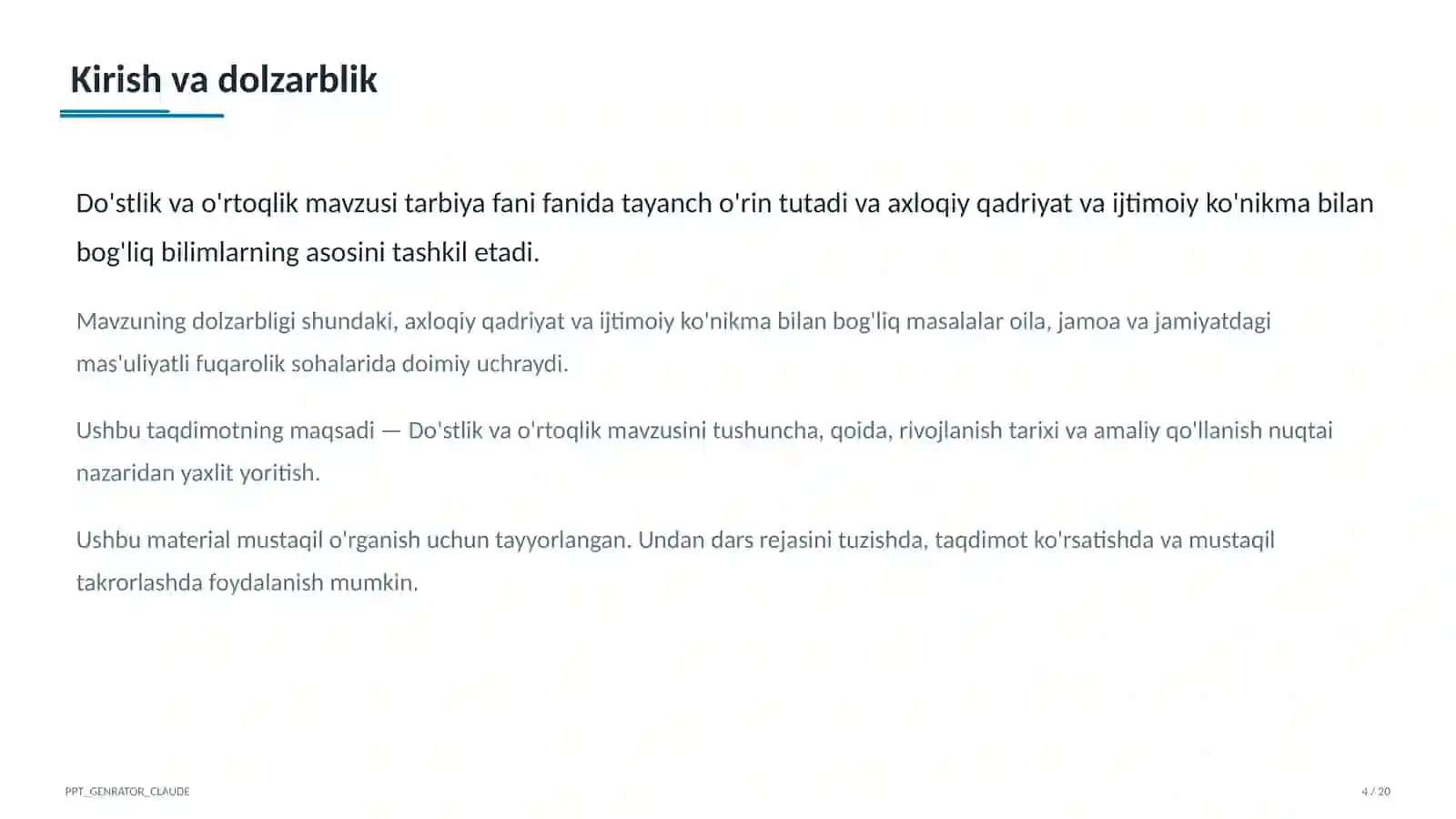 Do'stlik va o'rtoqlik (2-sinf) 4