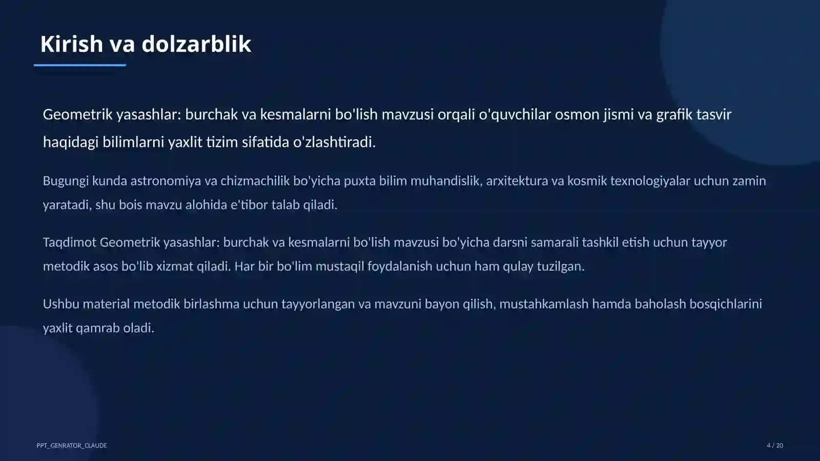 Geometrik yasashlar: burchak va kesmalarni bo'lish (8-sinf) 4