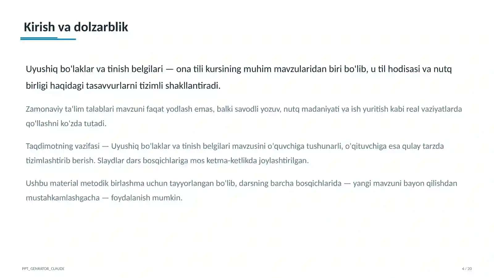 Uyushiq bo'laklar va tinish belgilari (8-sinf) 4