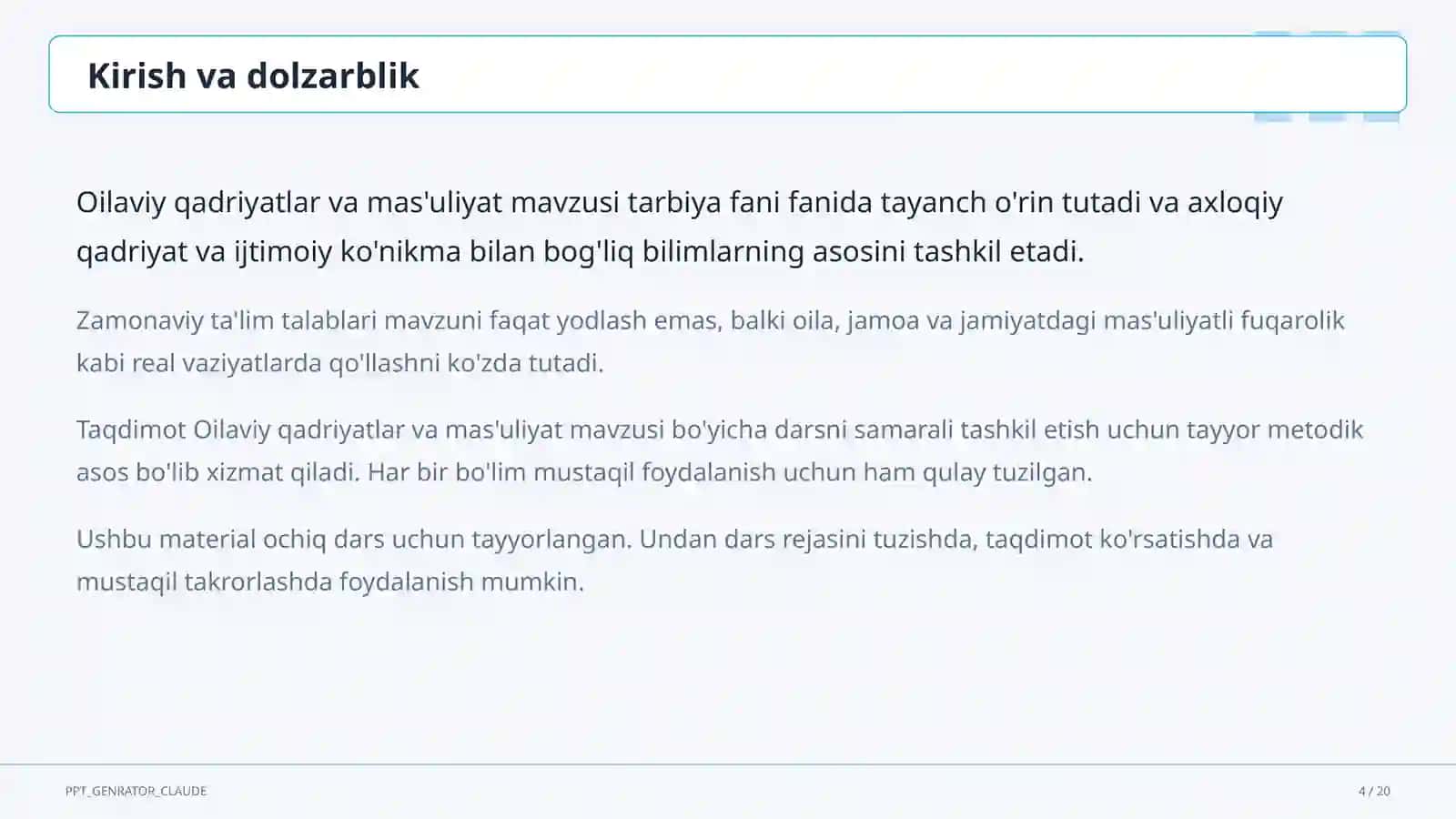 Oilaviy qadriyatlar va mas'uliyat (10-sinf) 4