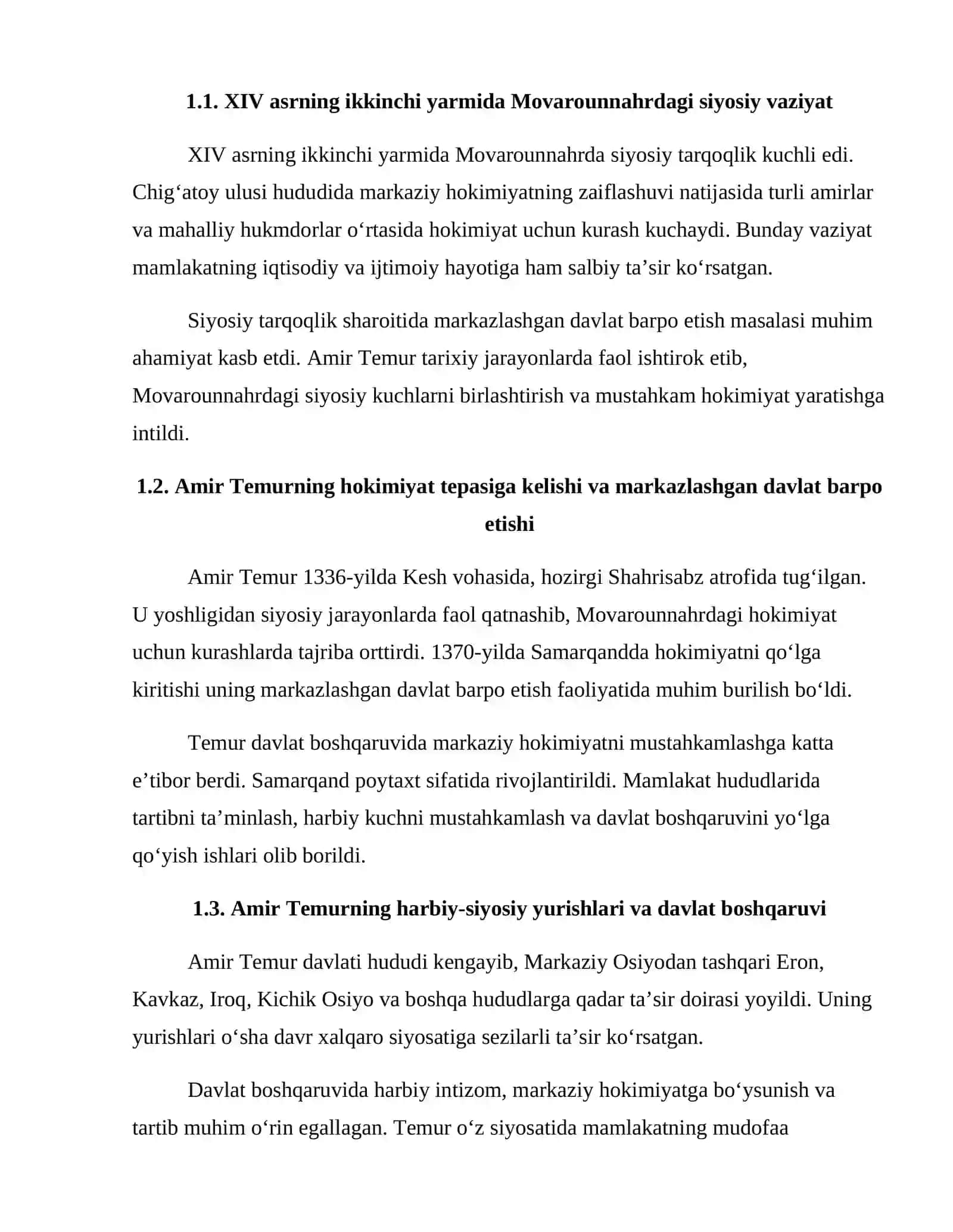 Amir Temur va Temuriylar davri — tayyor kurs ishi 4