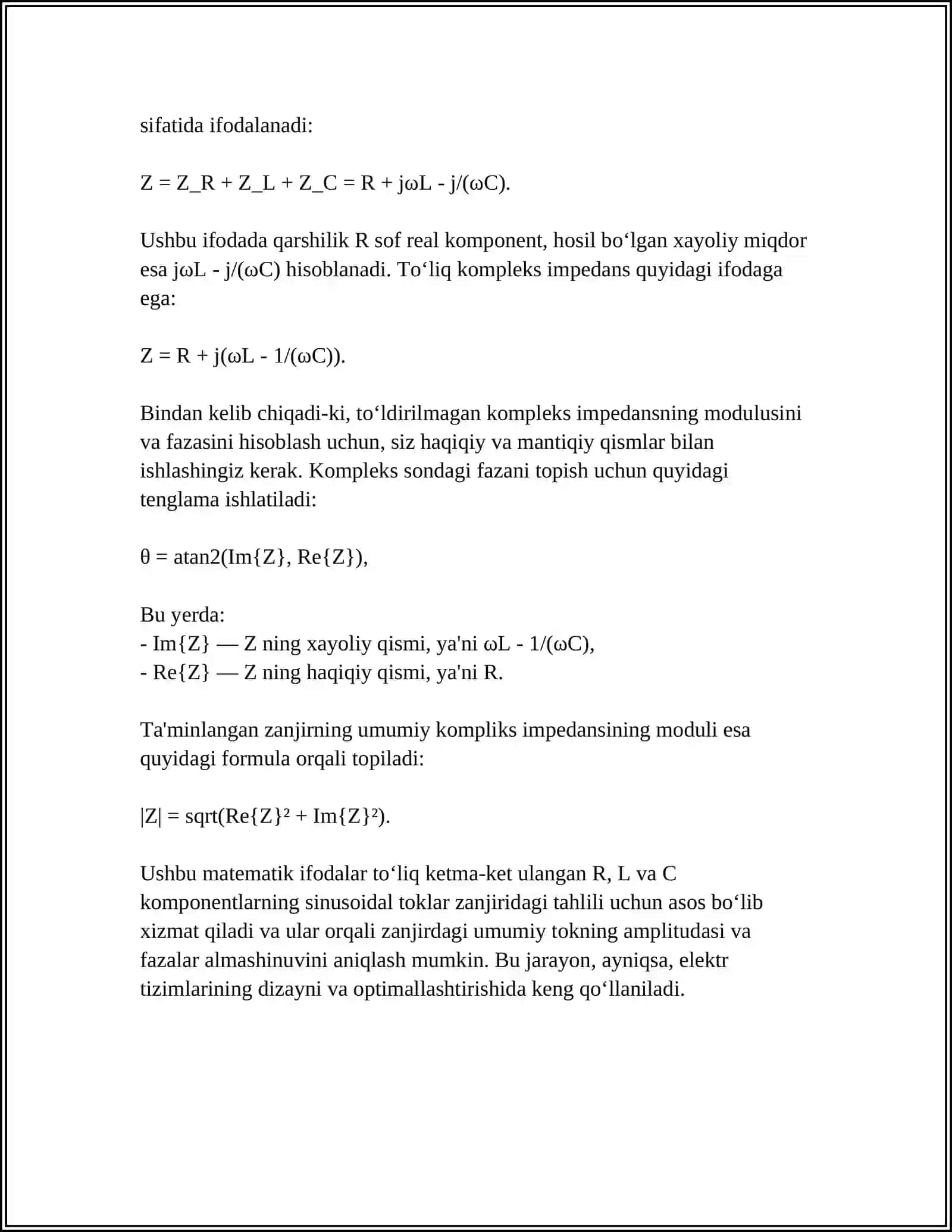 Sinusoidal Tok Zanjirlarini Hisoblash 4