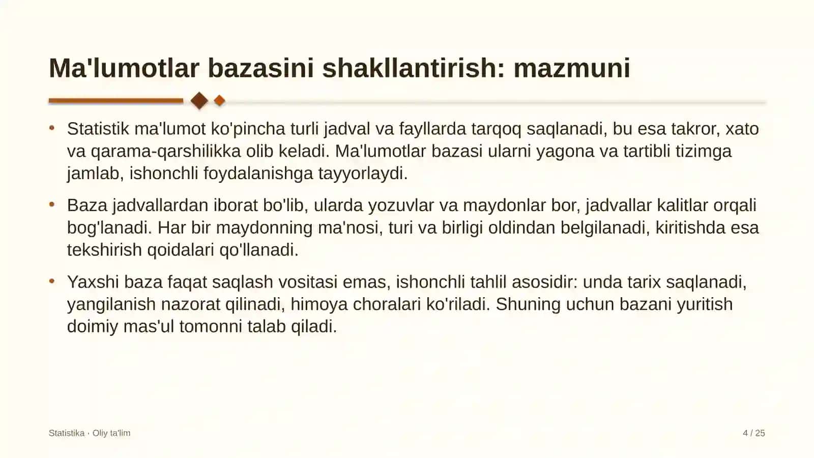 savdo uylarida ma'lumotlar bazasini shakllantirish 7522 4