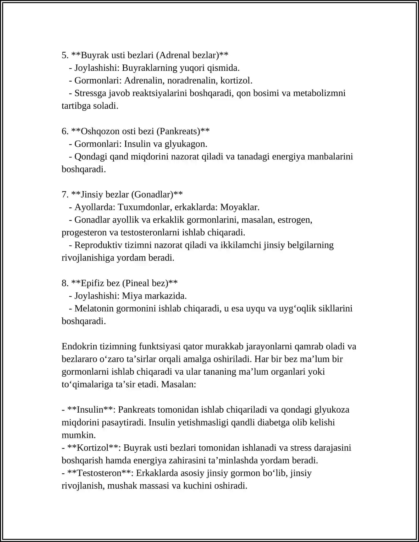 Ichki Sekretsiya Bezlari va Ularning Garmonlari 4