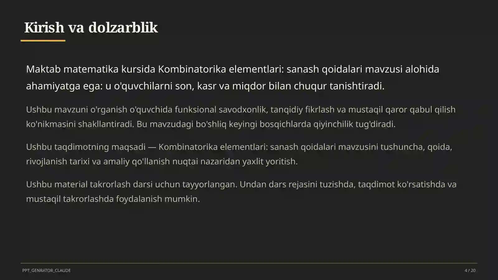 Kombinatorika elementlari: sanash qoidalari (6-sinf) 4