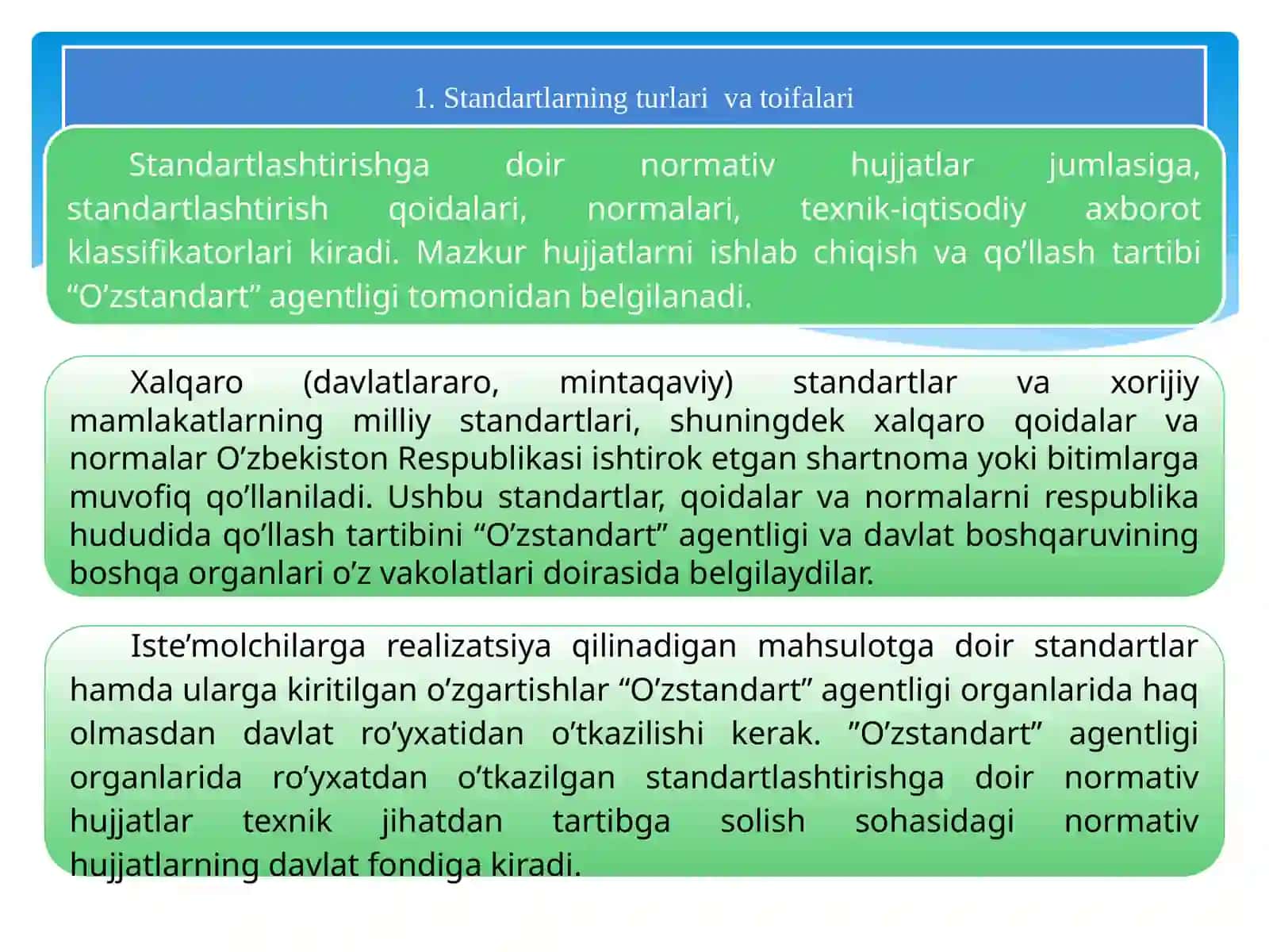 O’zbekistonda standartlashtirish ob’ektlariga qo’yiladigan talablar va tovarlarni shtrixli kodlash 4