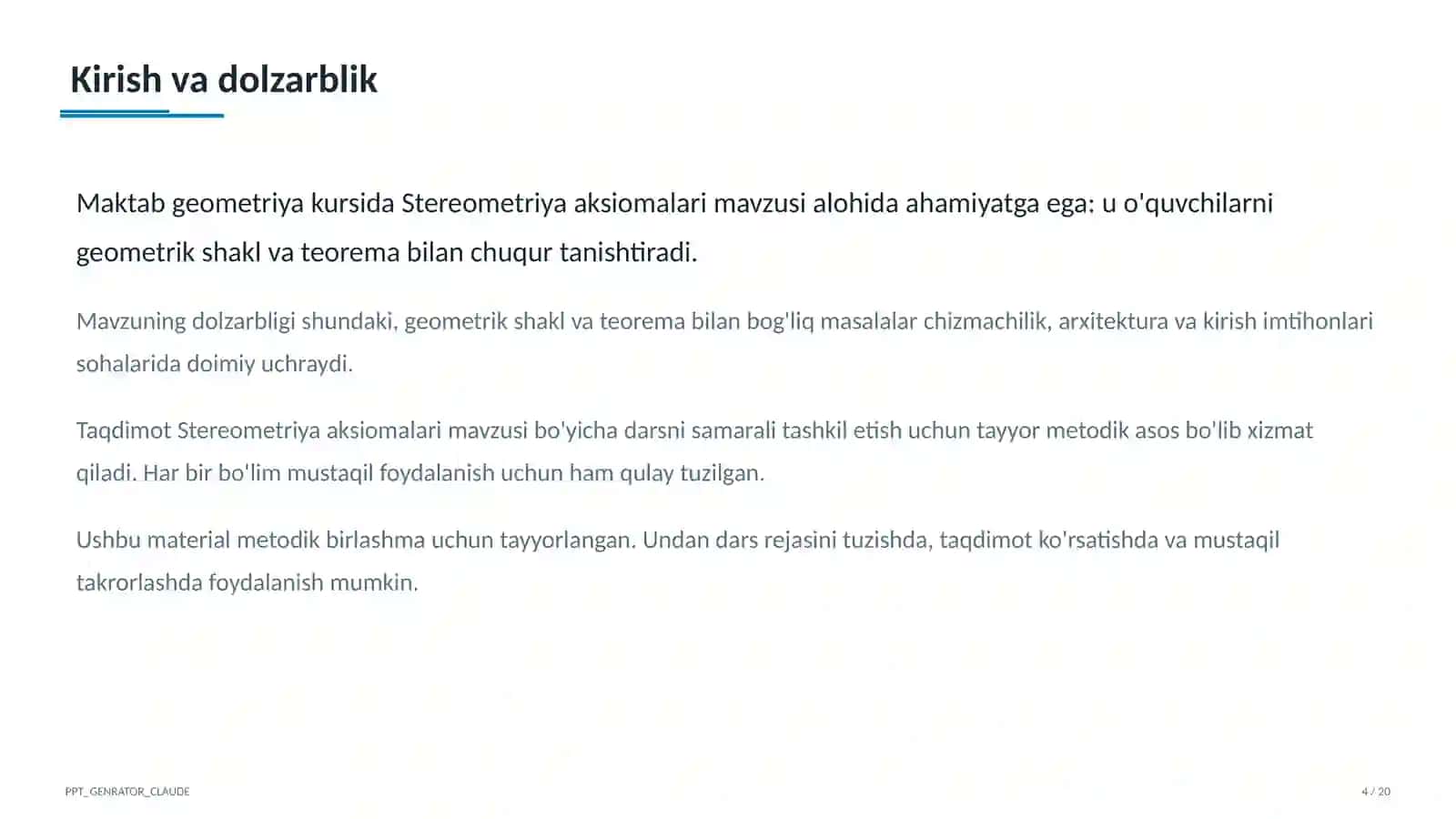 Stereometriya aksiomalari (10-sinf) 4