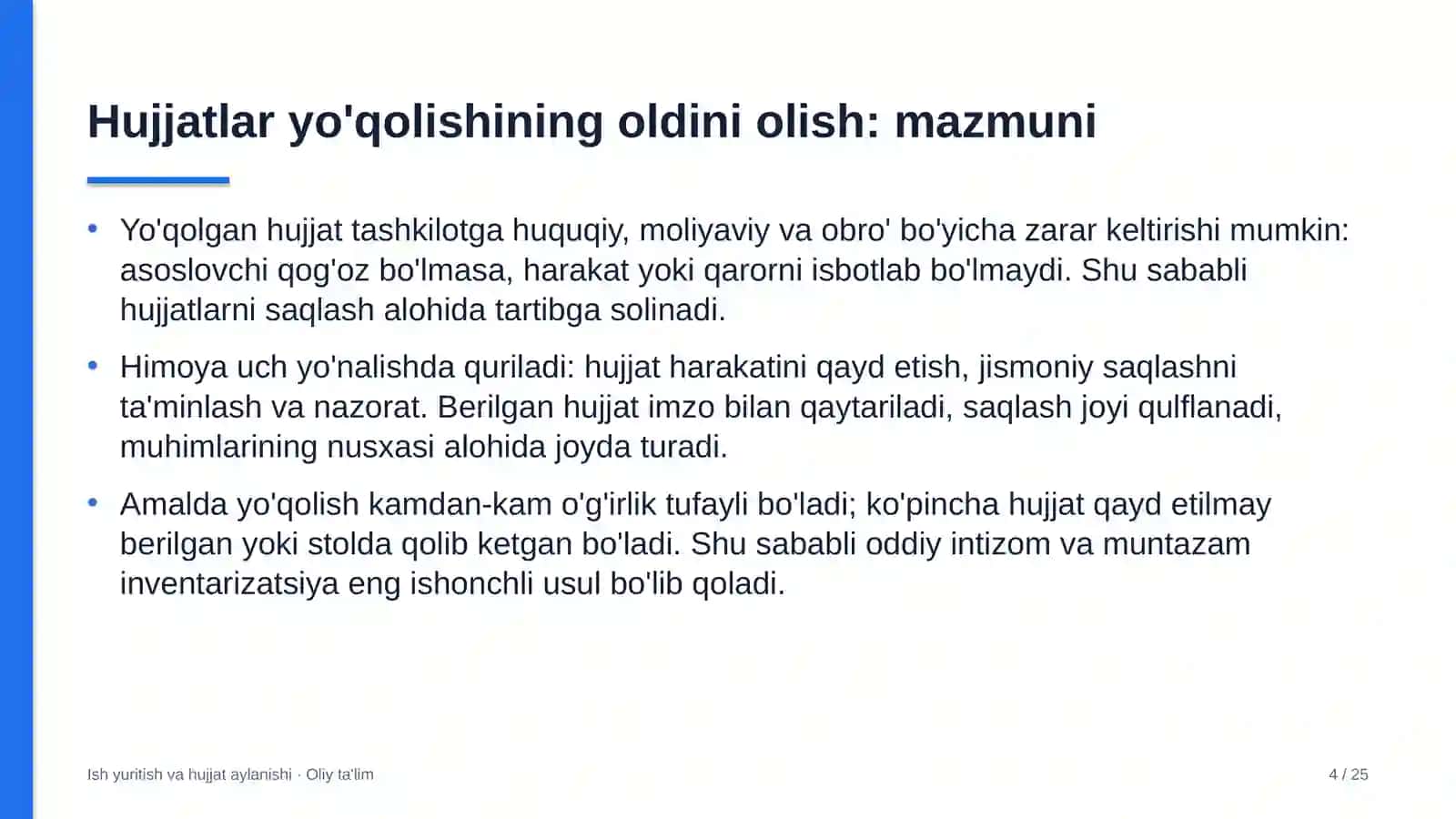 gazeta tahririyatlarida hujjatlar yo'qolishining oldini olish 4917 4