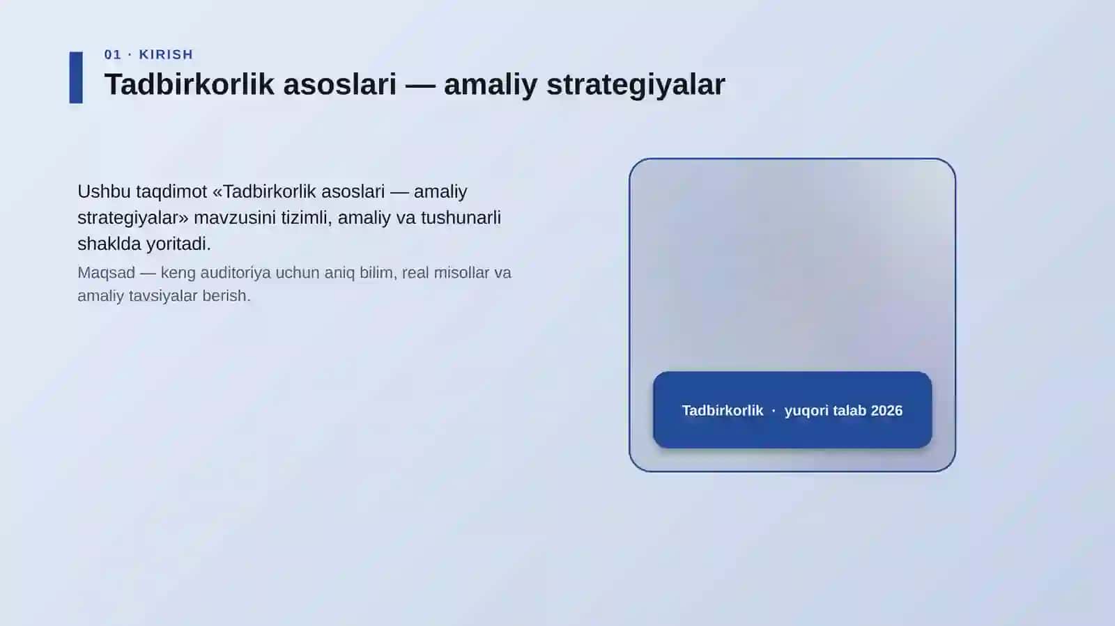 Tadbirkorlik asoslari — amaliy strategiyalar 4