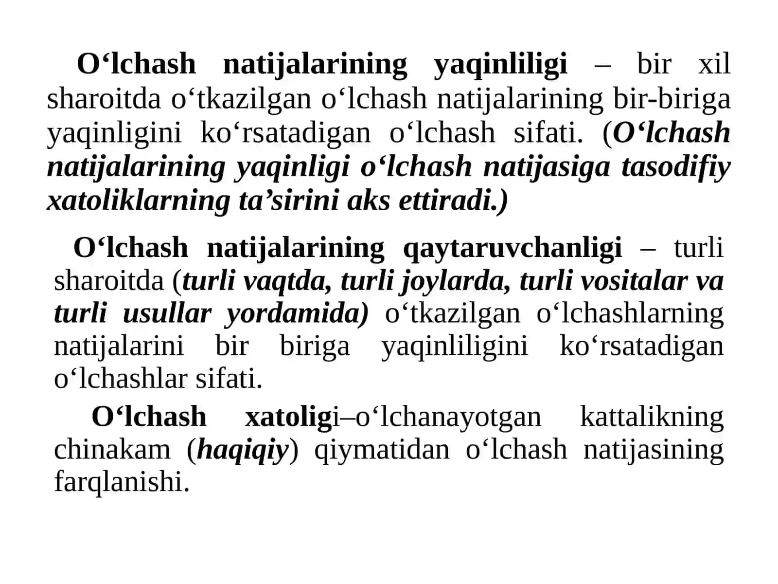O‘LCHAMLAR, OG’ISHLAR VA JOIZLIKLAR TO’G’RISIDA TUSHUNCHALAR 4