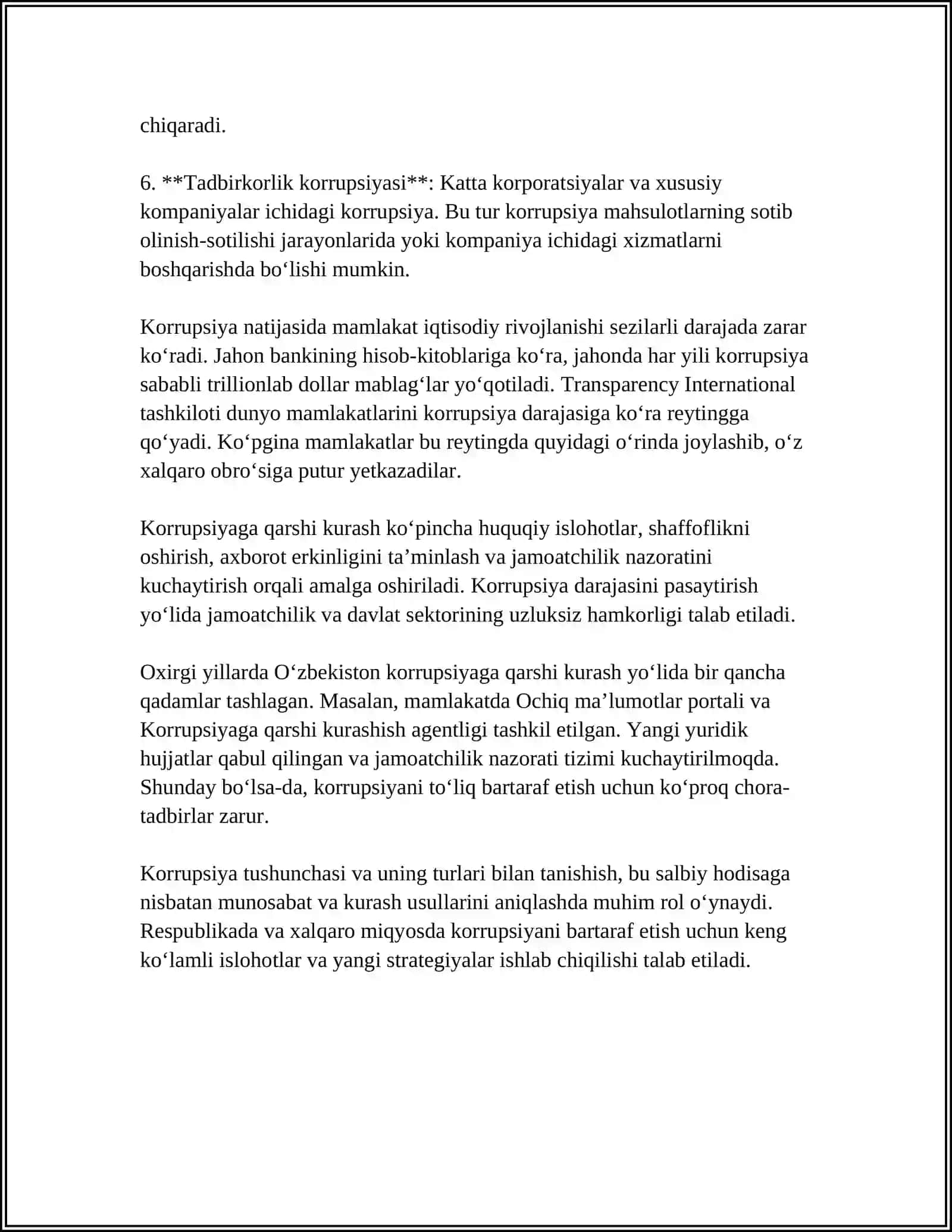 Oʻzbekiston Respublikasi "Korrupsiyaga Qarshi Kurashish To'g'risida"gi Qonuning Mazmun-Mohiyati 4