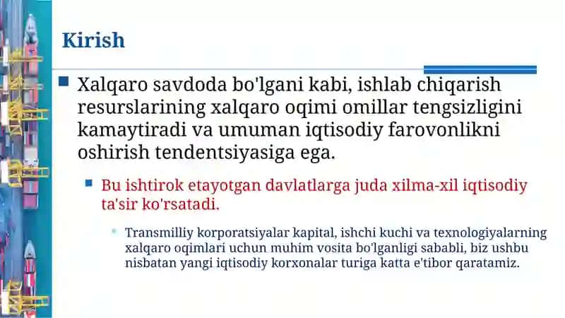 Xalqaro resurslar oqimi va  Transmilliy Korporatsiyalar 4
