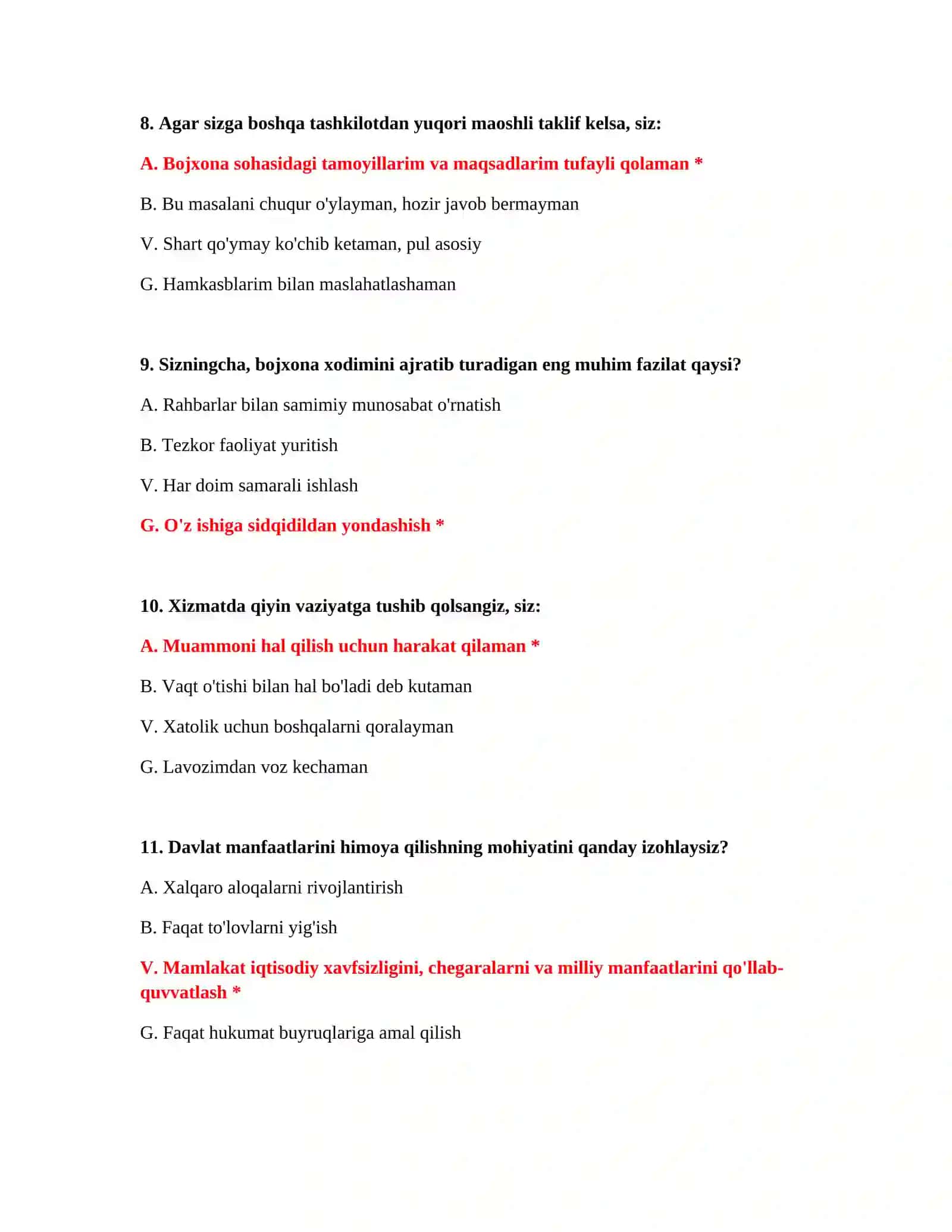 Bojxona mantiqiy test savollari PDF 4