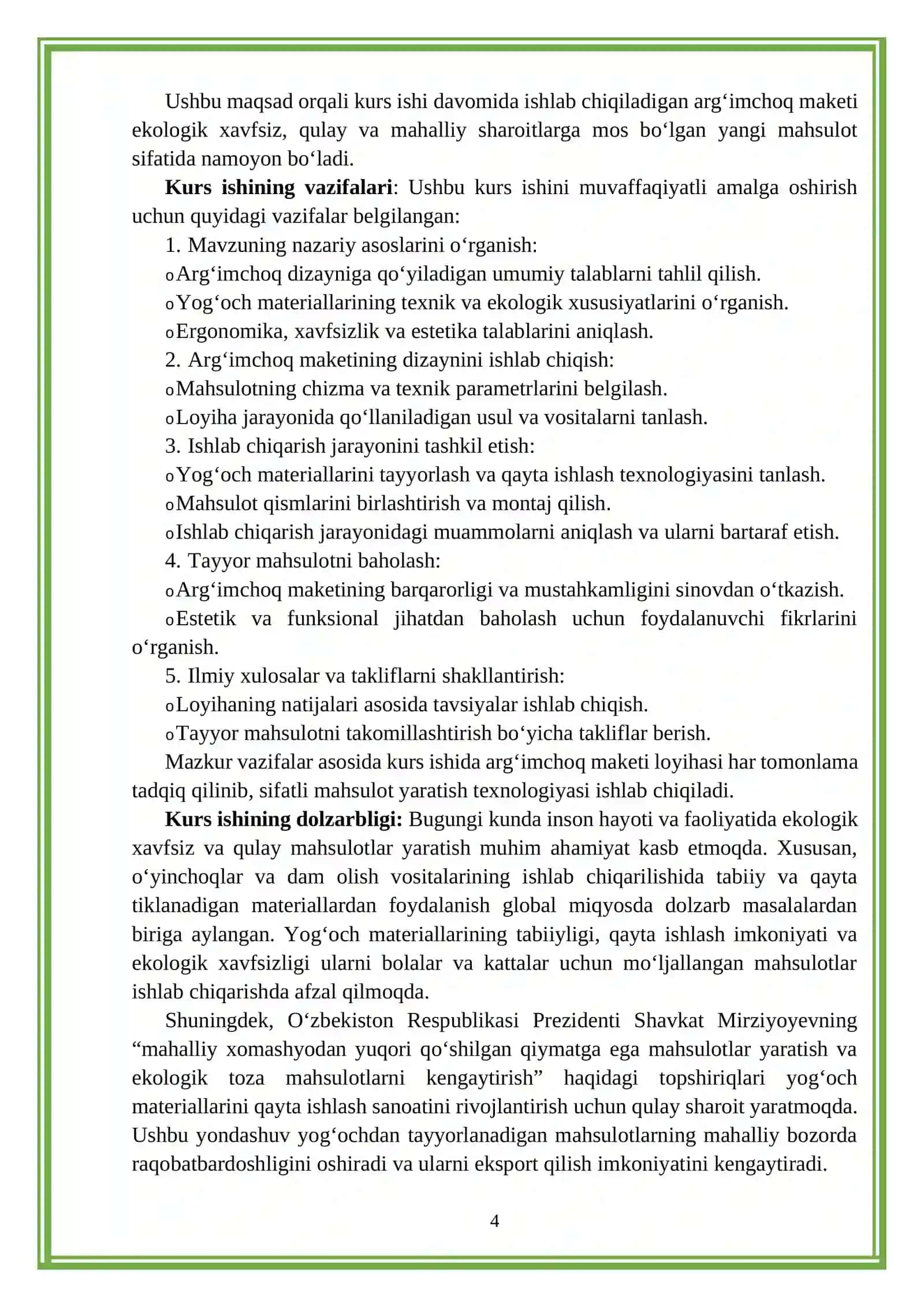 Mahsulot Tayyorlash Texnologiyasi Kurs Ishi 4