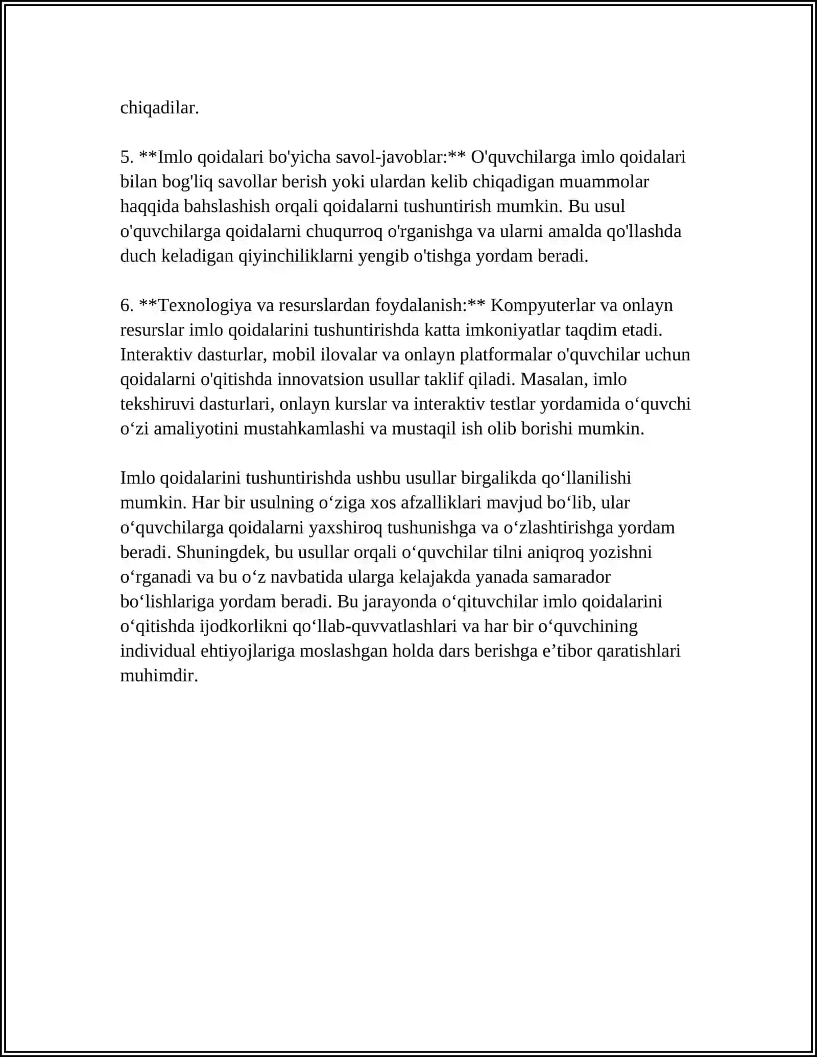 O'QUVCHILARNI IMLO QOIDALARIGA RIOYA QILISHNI O'RGATISH 4