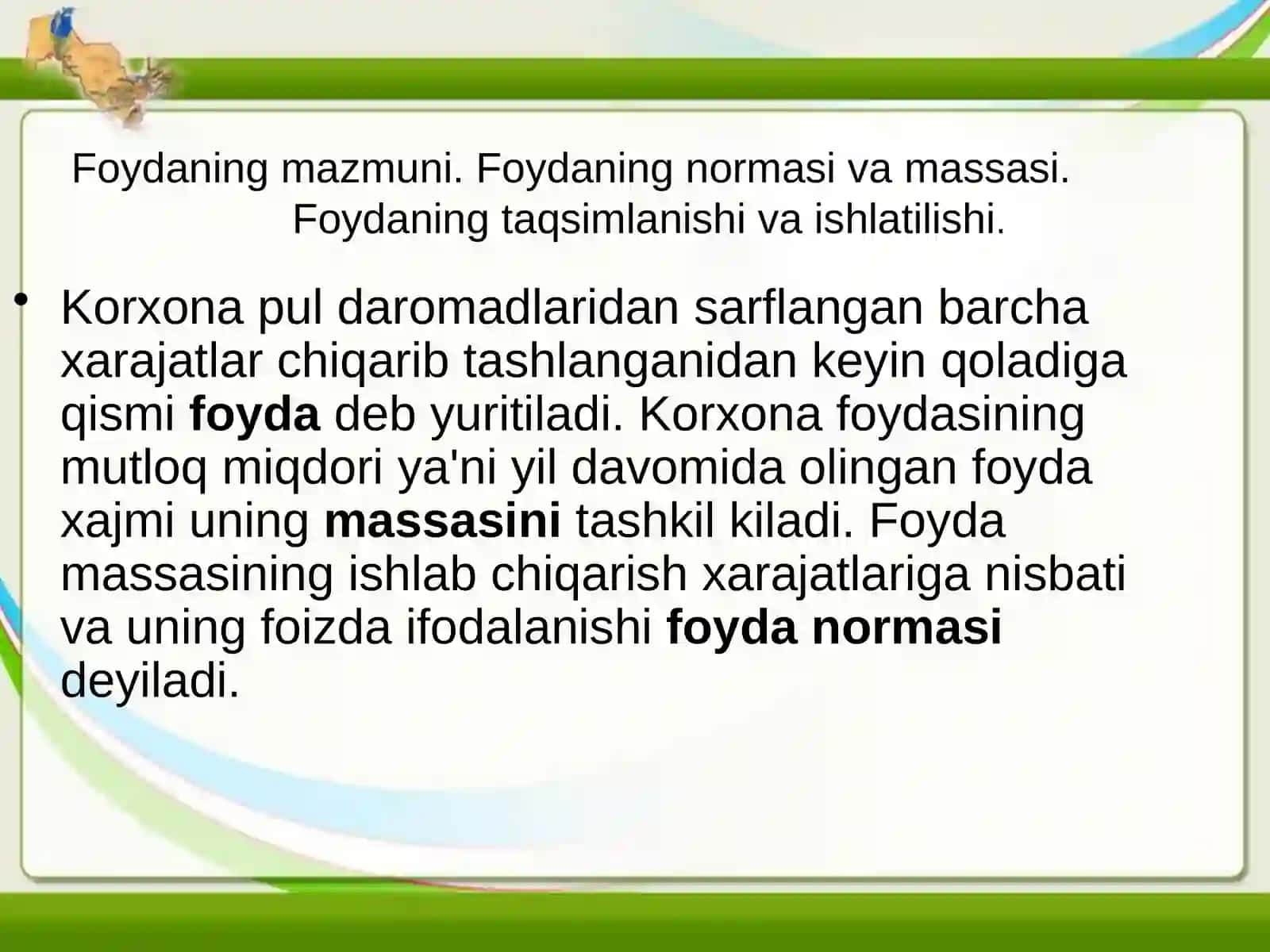 Foyda normasi va massasi 4
