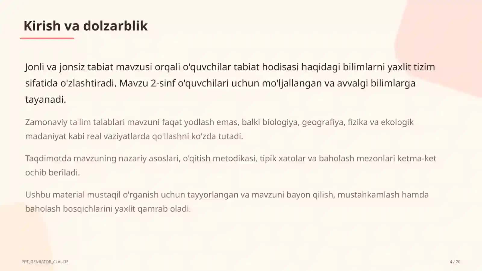 Jonli va jonsiz tabiat (2-sinf) 4