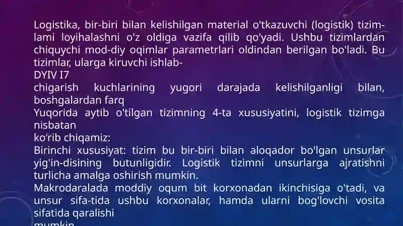 Logistik tizimlar 4