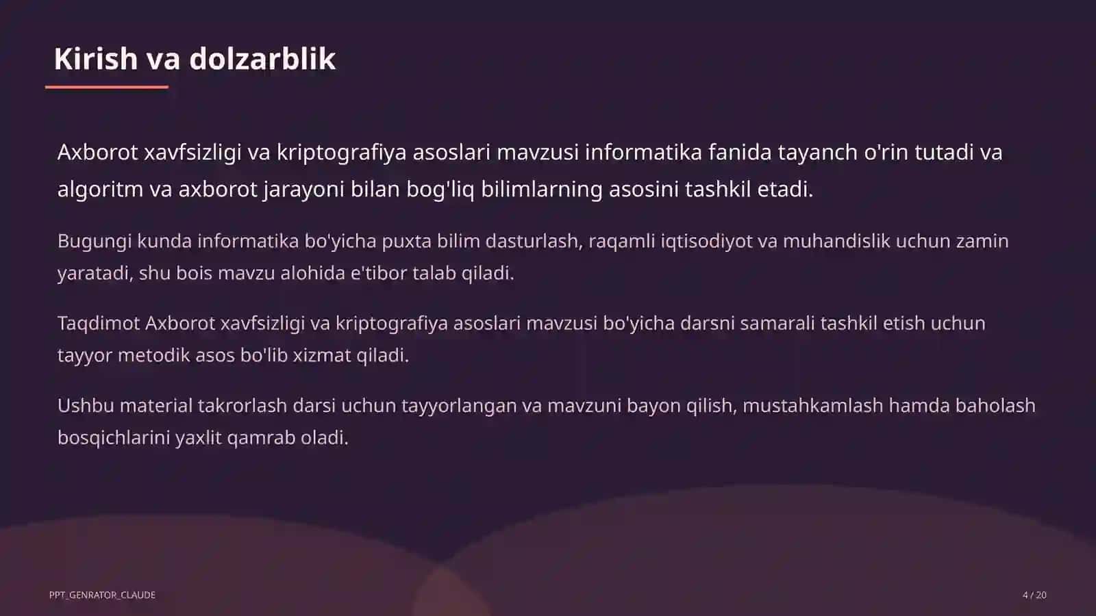 Axborot xavfsizligi va kriptografiya asoslari (10-sinf) 4