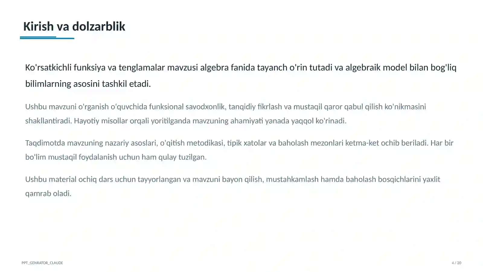 Ko'rsatkichli funksiya va tenglamalar (10-sinf) 4