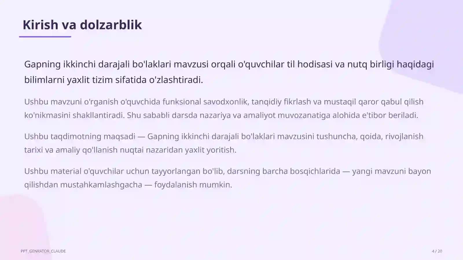 Gapning ikkinchi darajali bo'laklari (8-sinf) 4