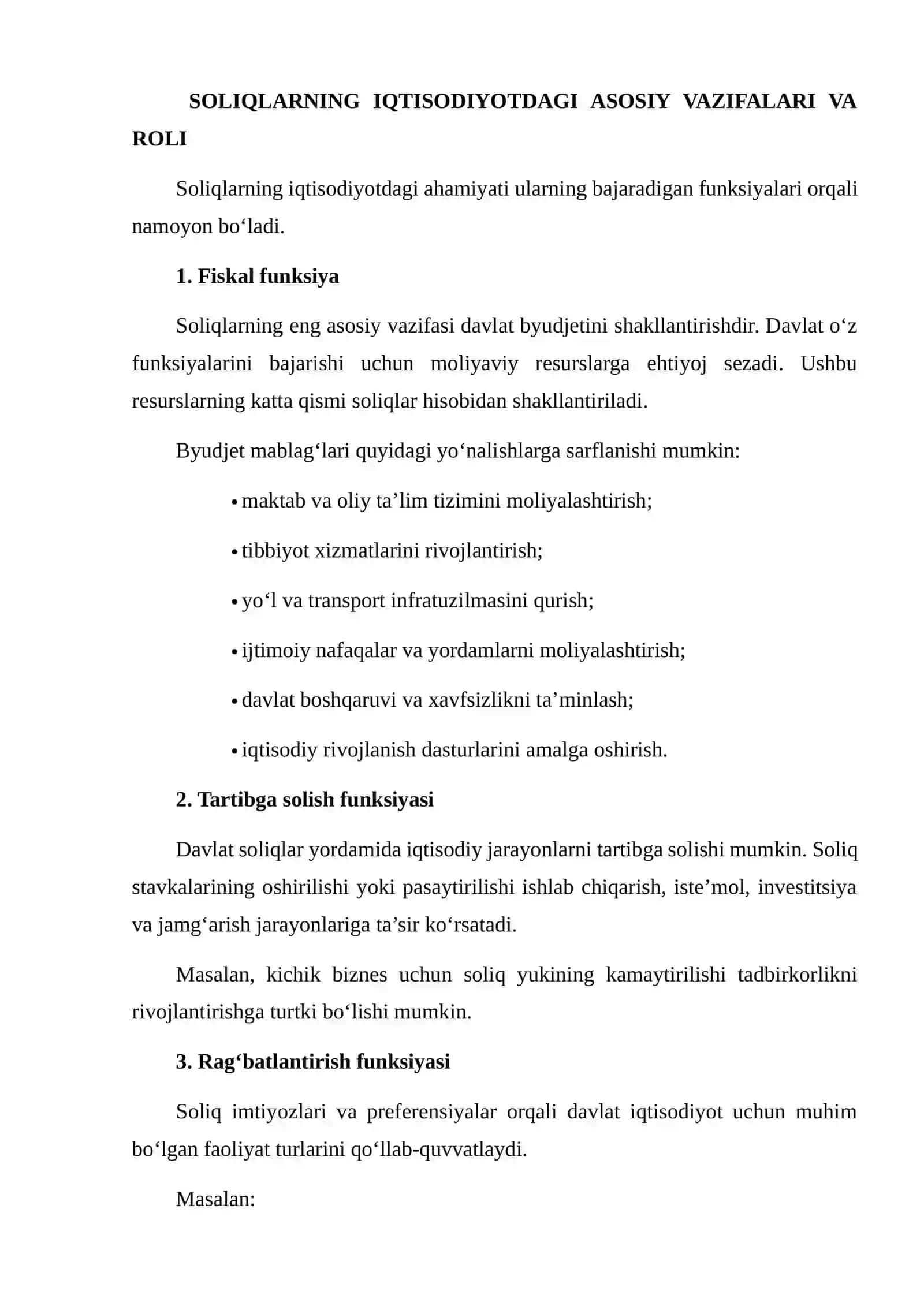 SOLIQ SIYOSATI VA IQTISODIYOTDAGI ROLI 4